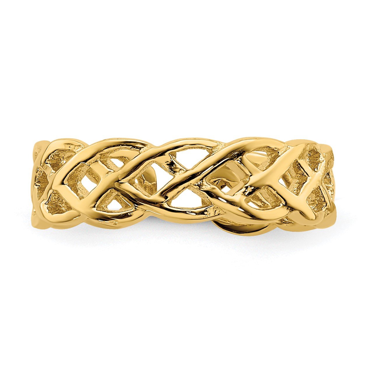 14K Polished Braided Toe Ring-3