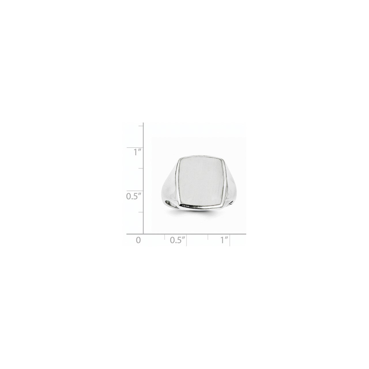 14k White Gold 15.0x13.0mm Closed Back Men's Signet Ring-4