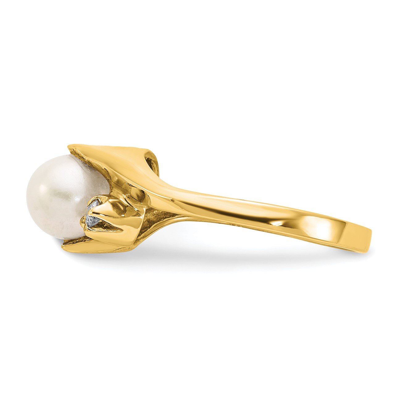 14k 6mm FW Cultured Pearl A Diamond ring-2