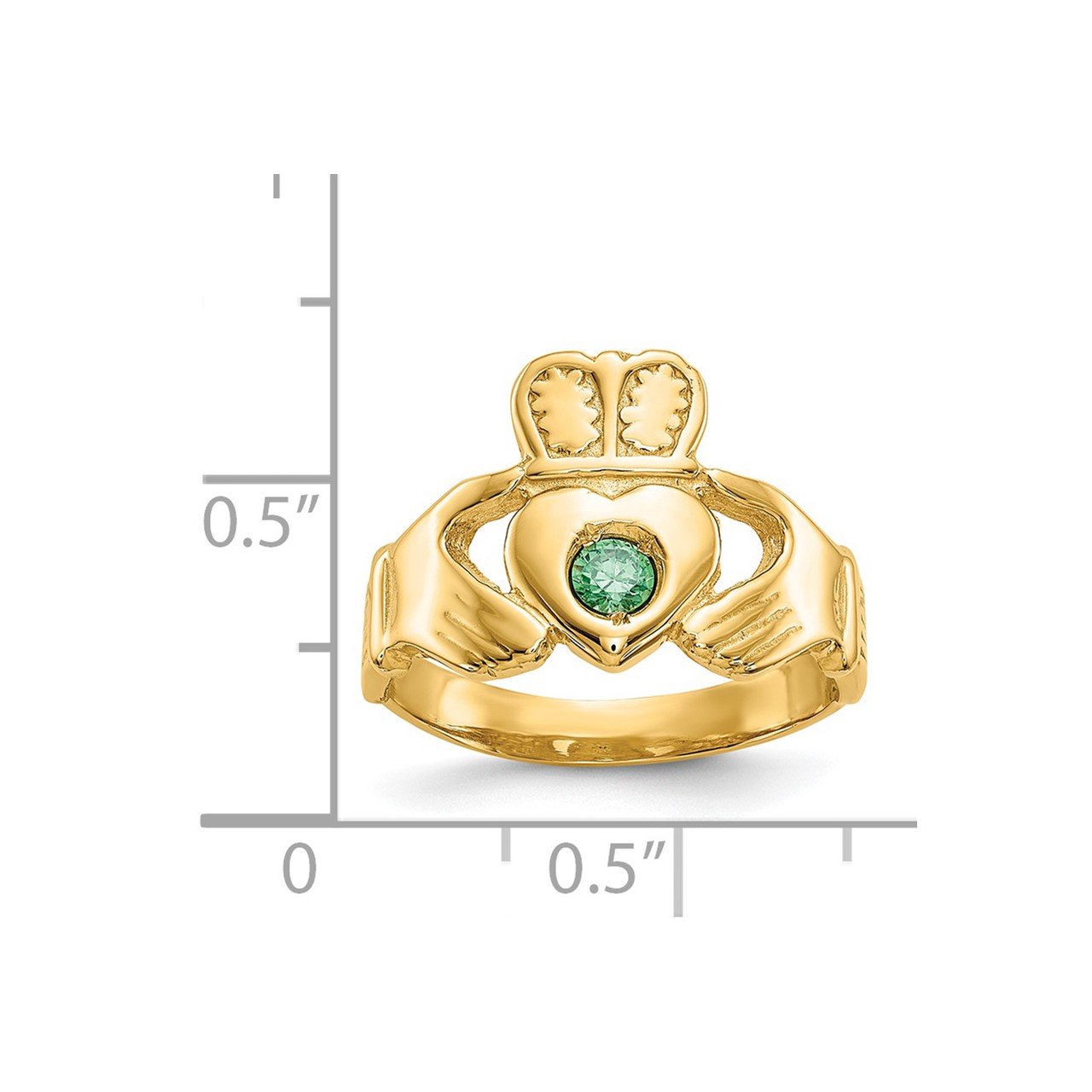 14k Imitation Green Stone Claddagh Ring-2