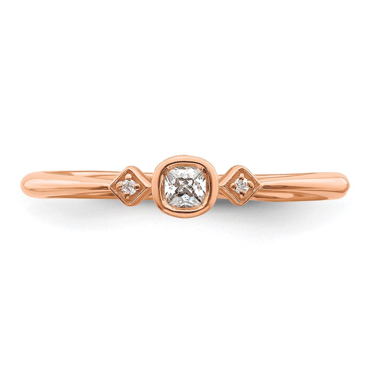 14k Rose Gold Polish Petite Cushion Complete Dia Ring-3