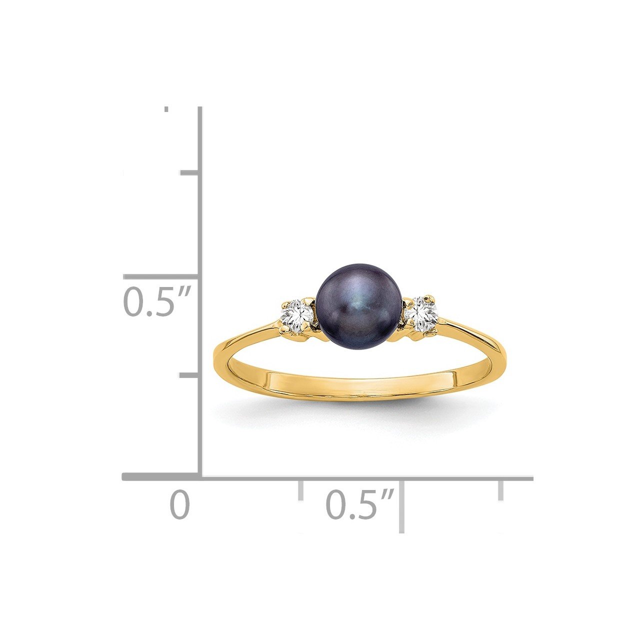 14k 5mm Black FW Cultured Pearl A Diamond ring-1