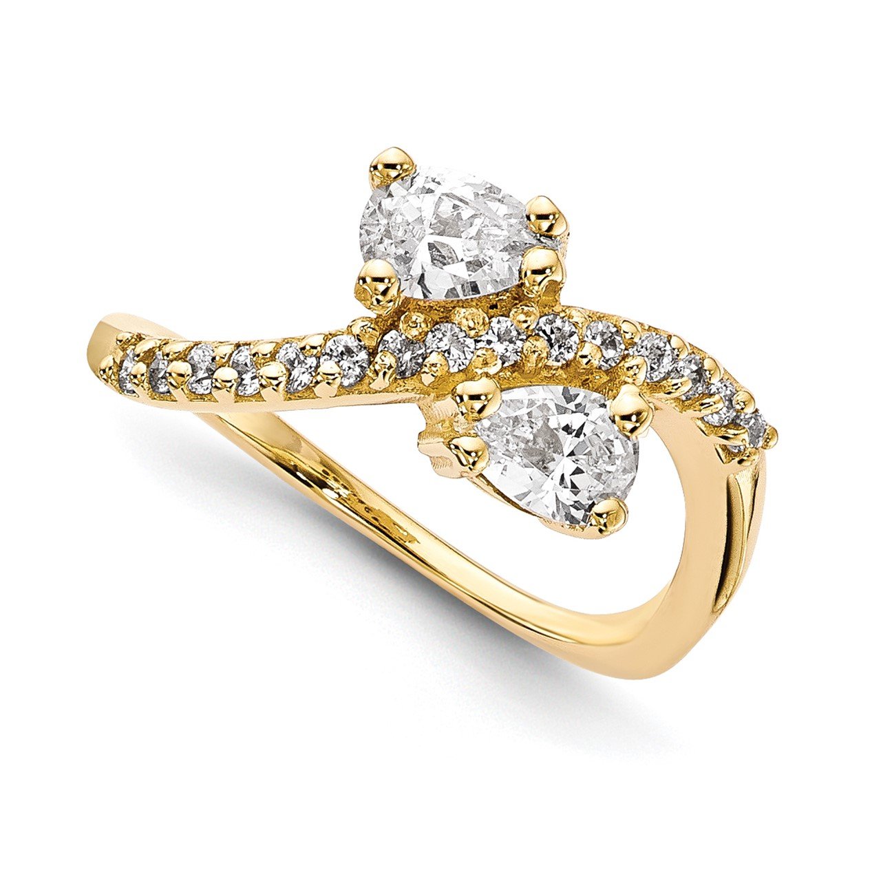 14KY AA Diamond 2-stone Ring Semi-Mount - 5x3 mm center stones