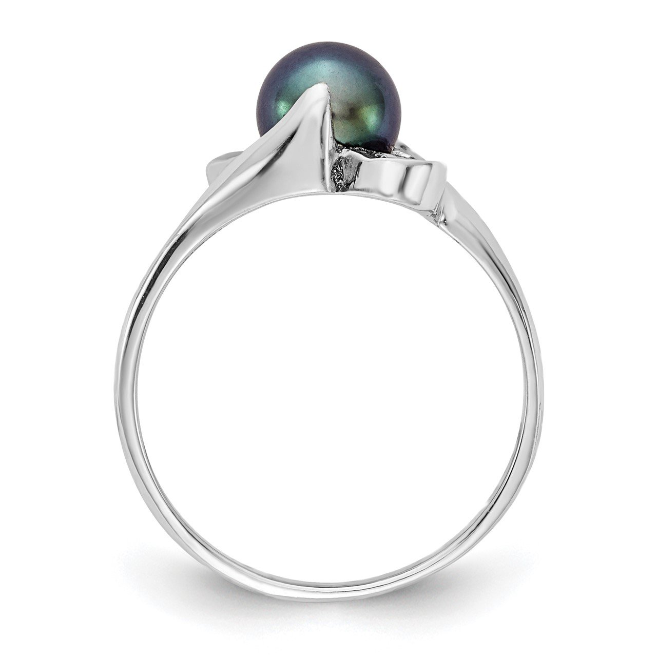 14k White Gold 5.5mm Black FW Cultured Pearl ring-1