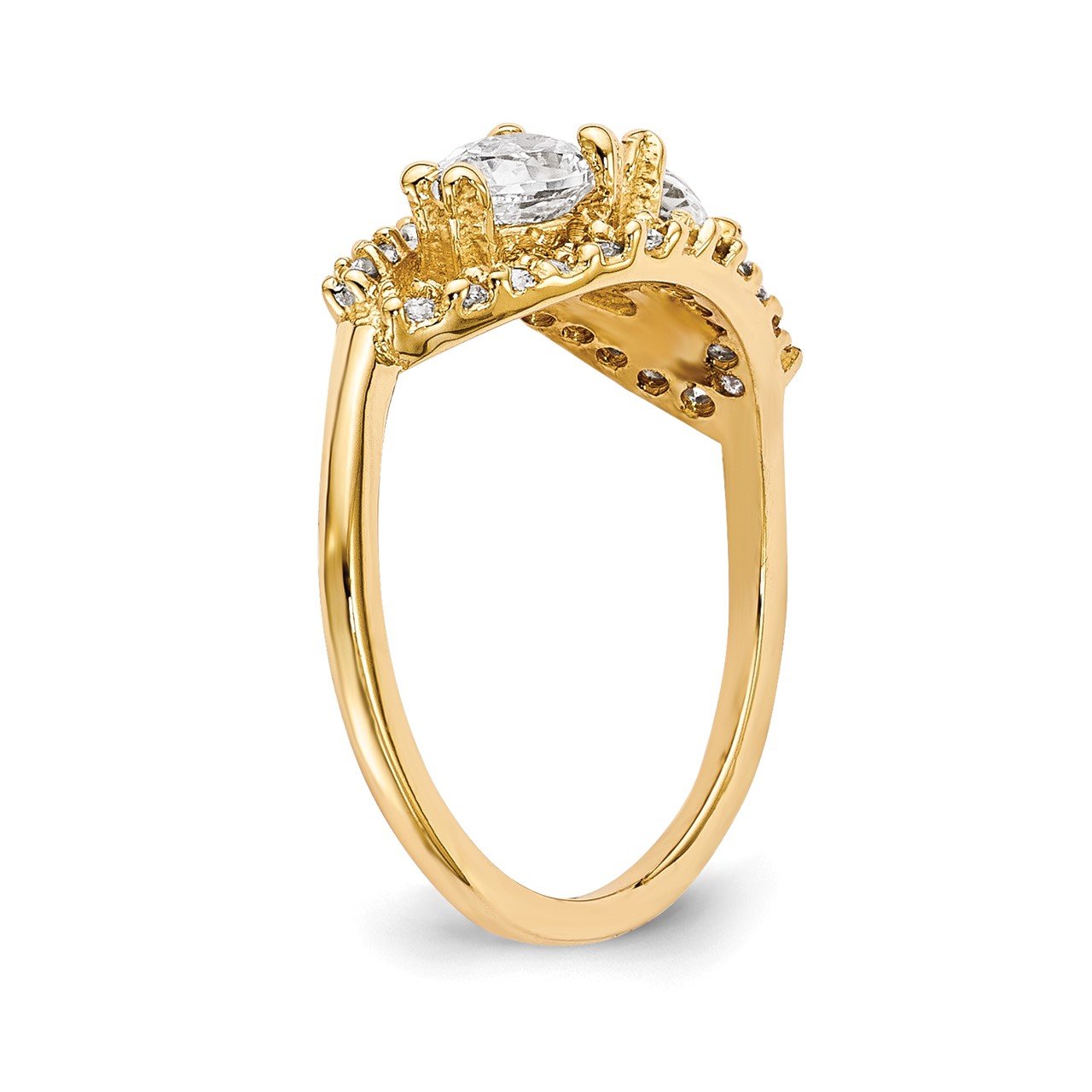 14KY AA Diamond 2-stone Ring Semi-Mount - 6x4 mm center stones-5
