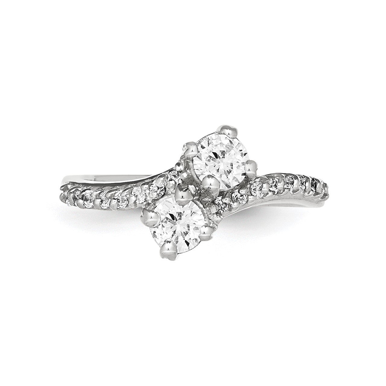 14KW AA Diamond 2-stone Ring Semi-Mount - 2.7 mm center stones-5