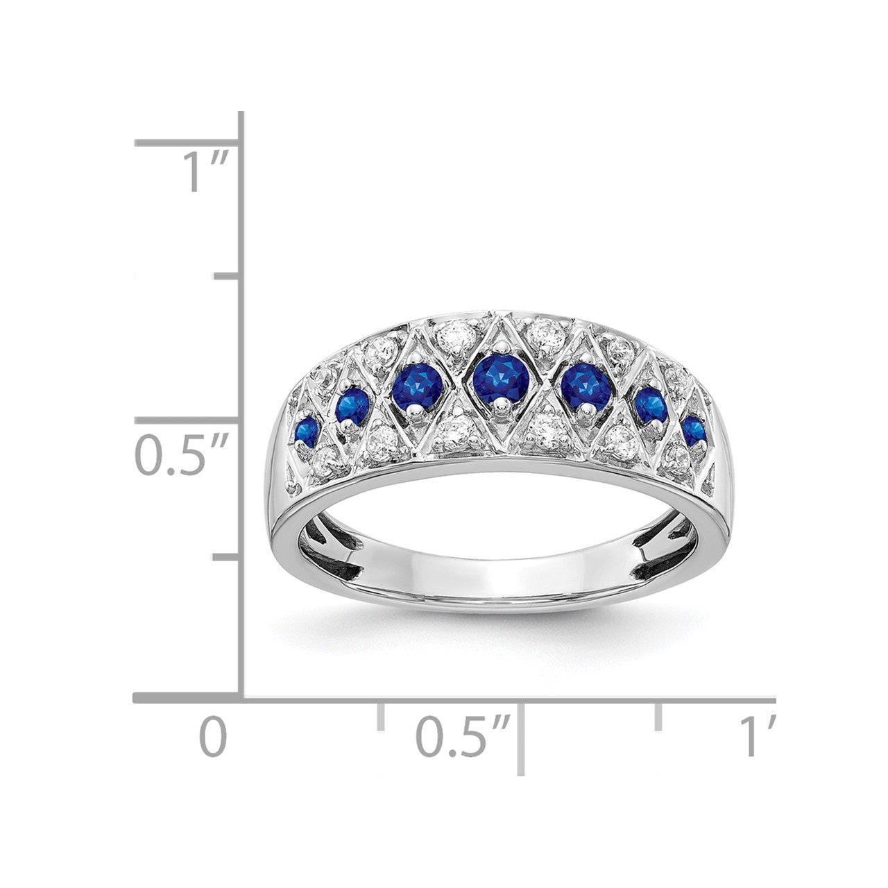 14k White Gold Diamond and Sapphire Fancy Ring-1