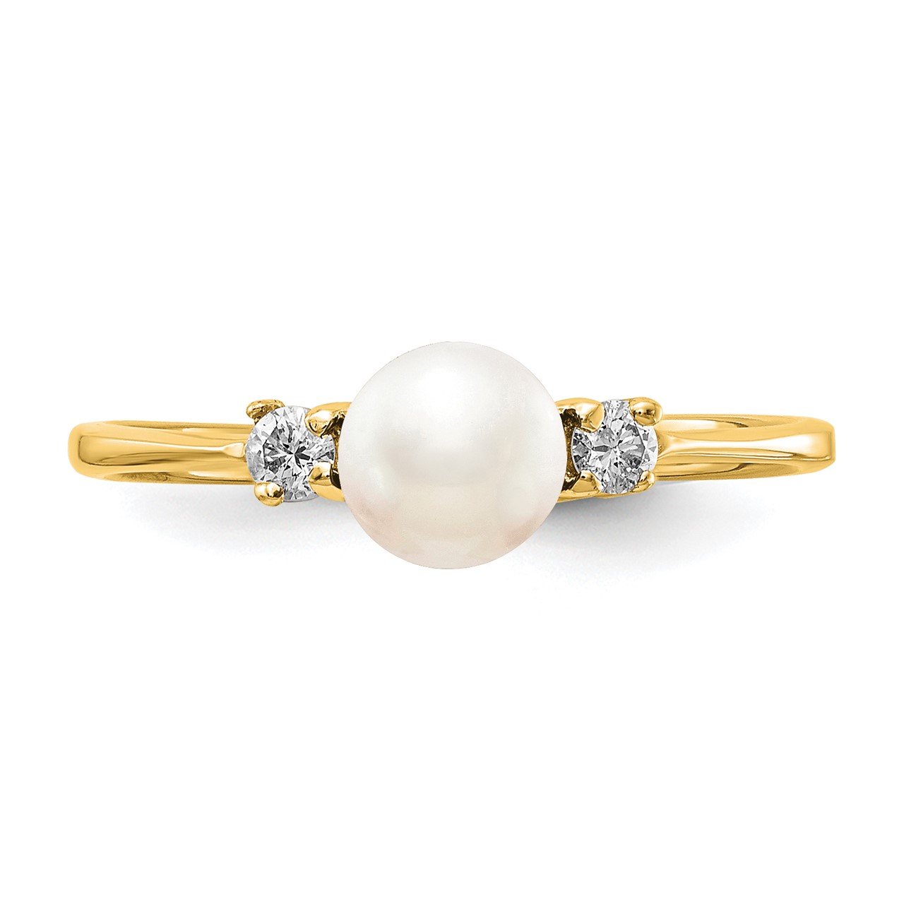 14k 5mm FW Cultured Pearl AA Diamond ring-4