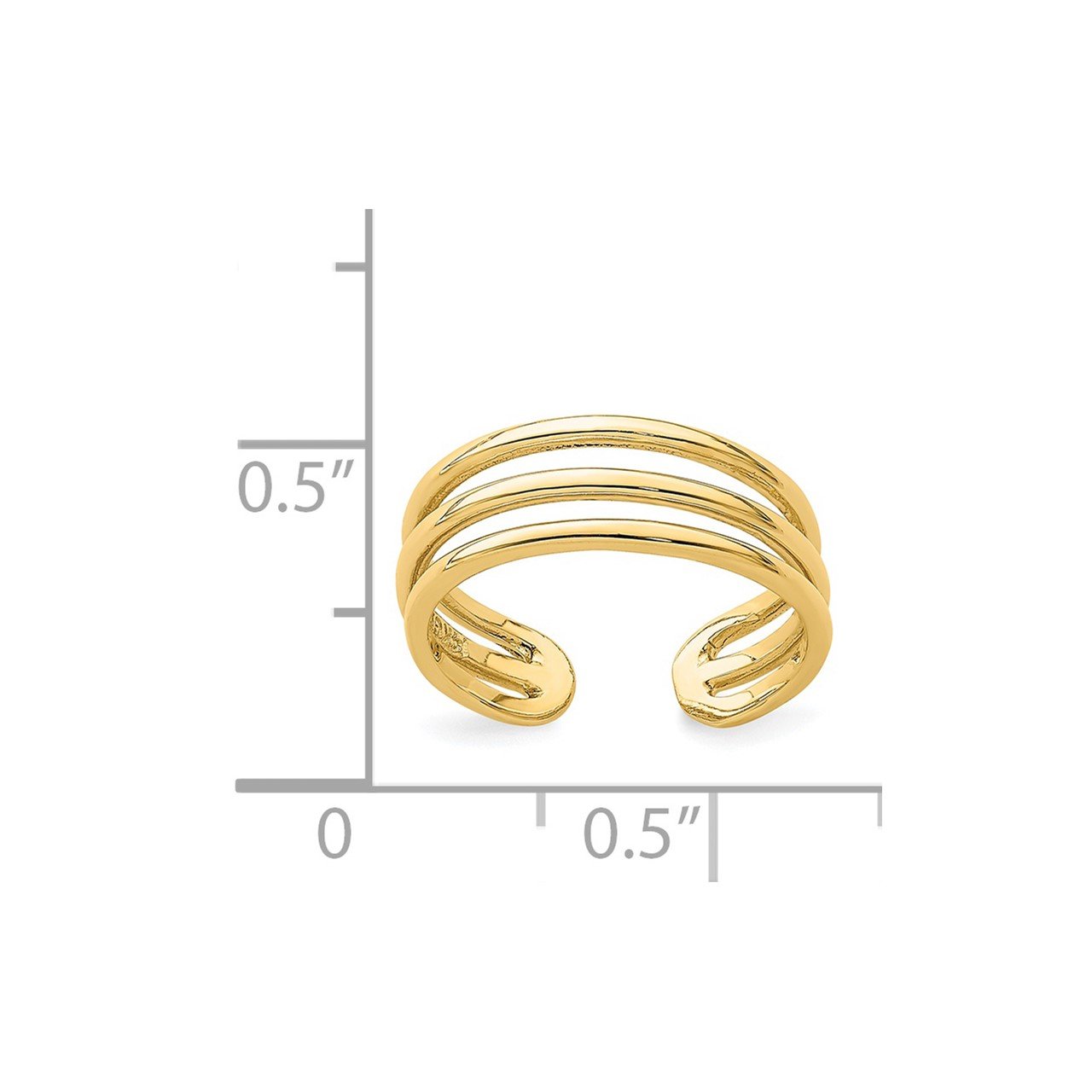 14K Polished 3 Row Toe Ring-3