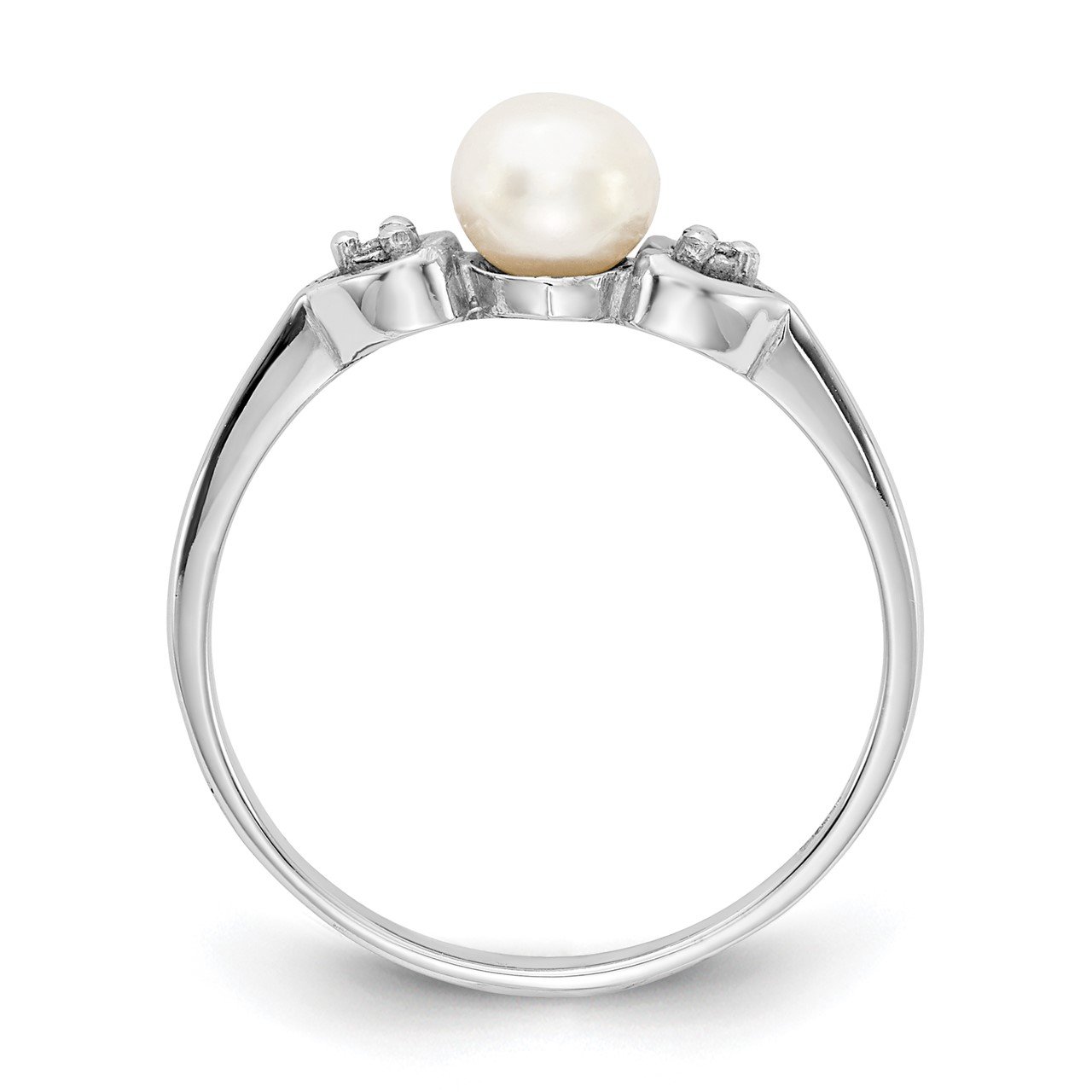 14k White Gold 4.5mm FW Cultured Pearl AAA Diamond ring-1