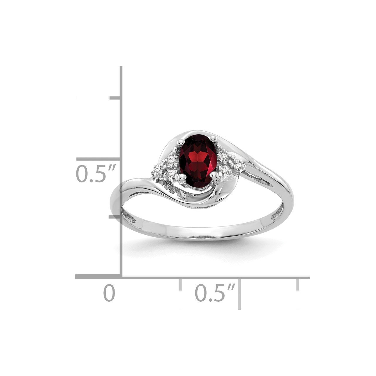 14k White Gold Garnet and Diamond Ring-2