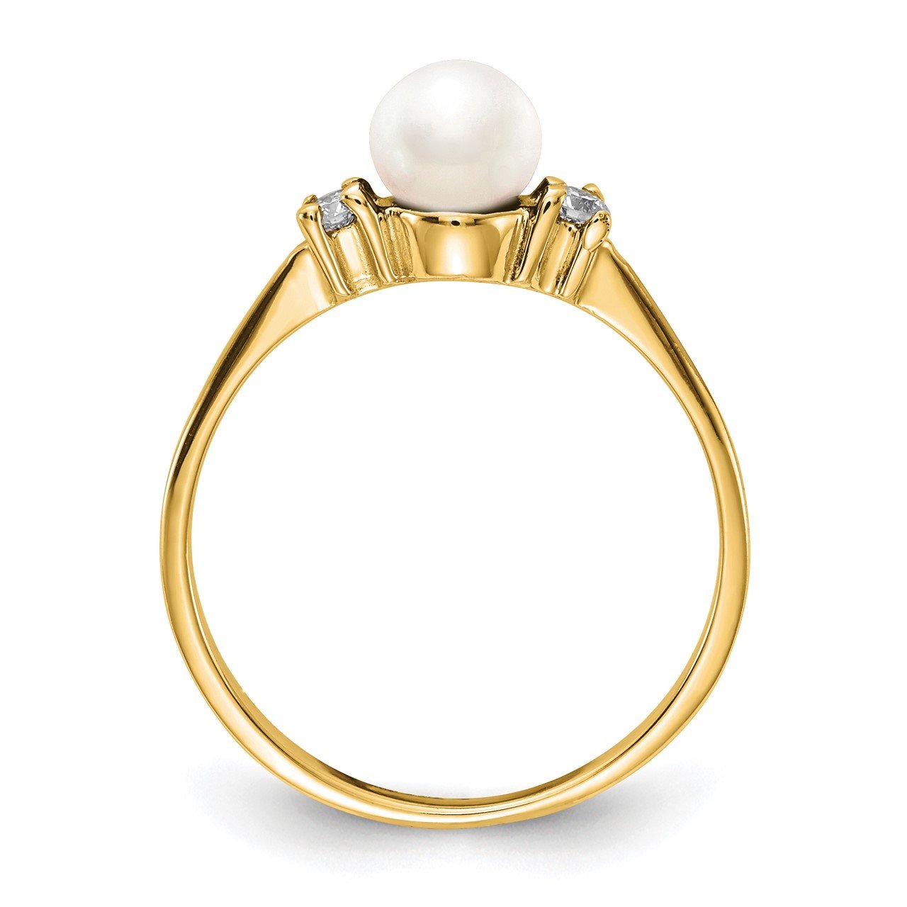 14k 5mm FW Cultured Pearl AA Diamond ring-1