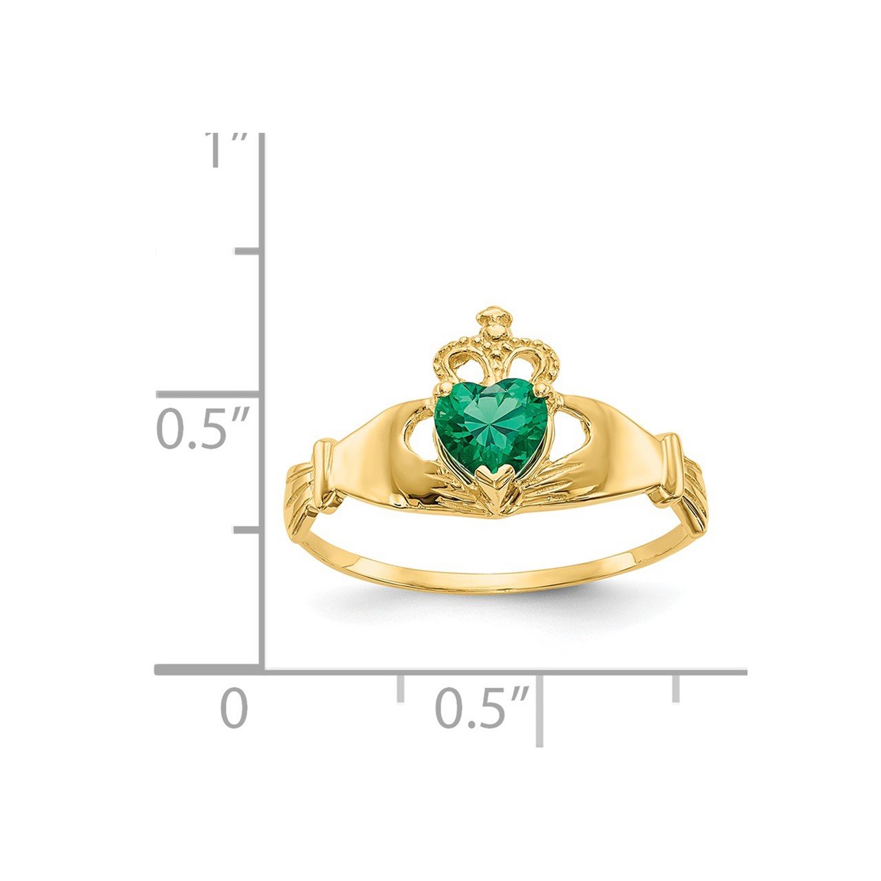 14k Green CZ Polished Claddagh Ring-2