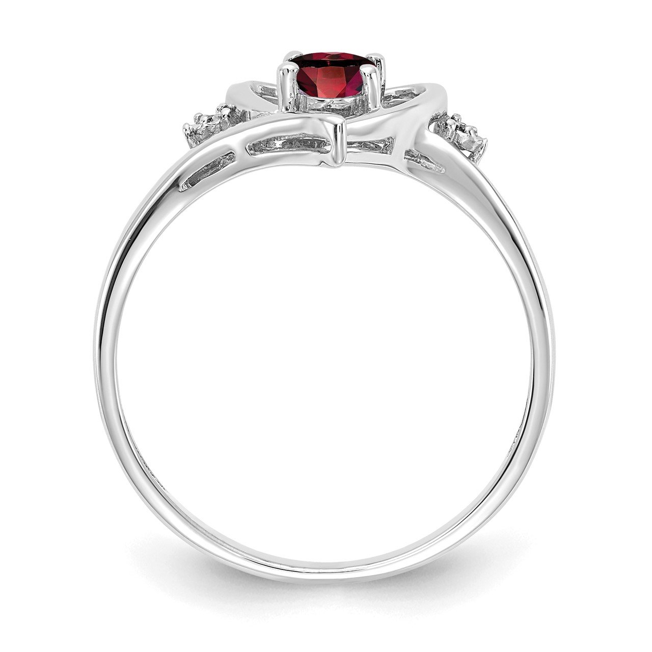 14k White Gold Garnet and Diamond Heart Ring-1