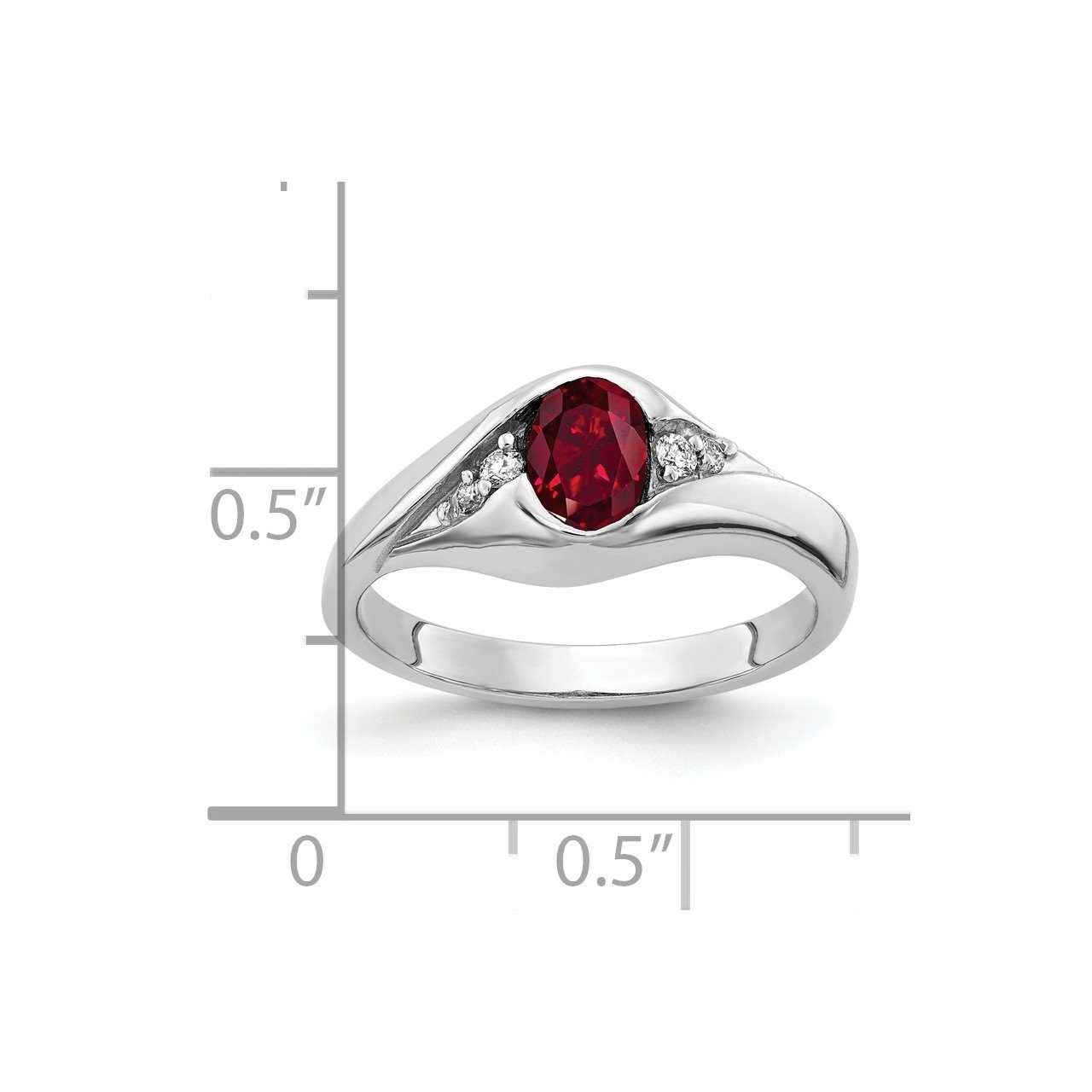 14k White Gold 6x4mm Oval Created Ruby A Diamond ring-1