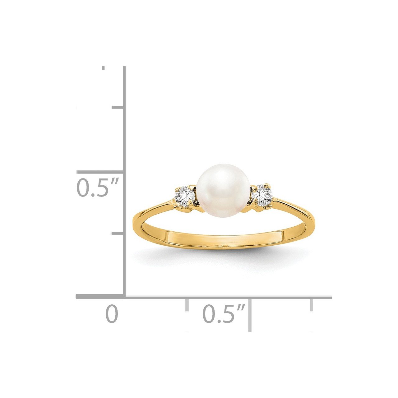 14k 5mm FW Cultured Pearl AAA Diamond ring-2