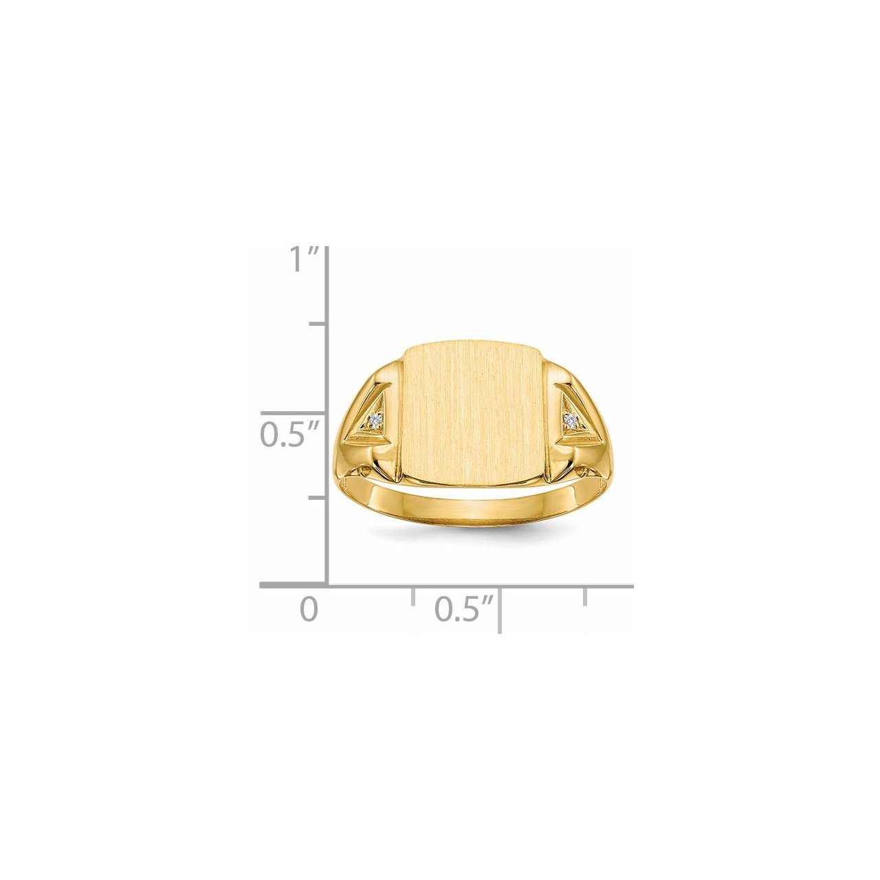 14k 12.0x11.0mm Open Back A Diamond Men's Signet Ring-4