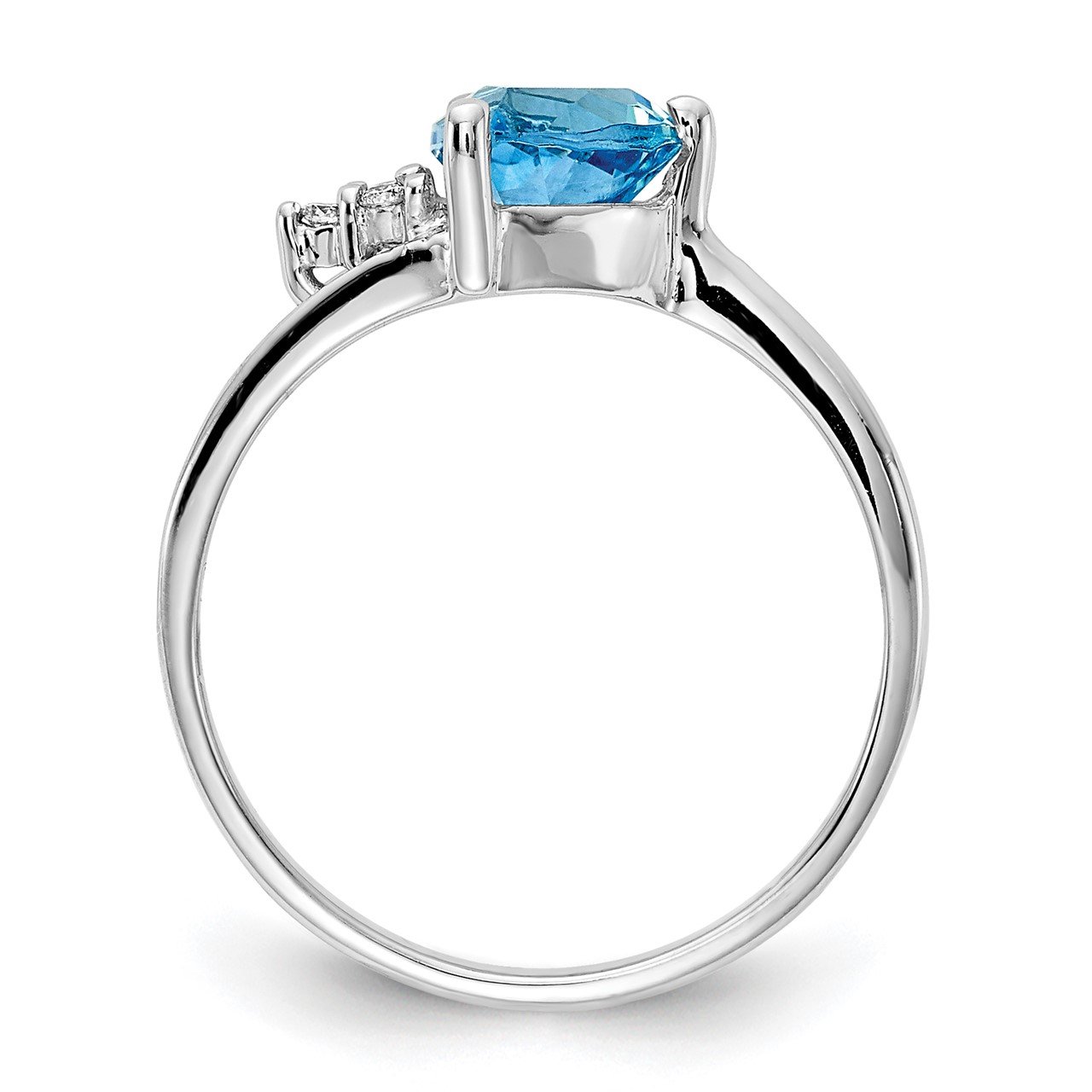 14k White Gold 6mm Blue Topaz AA Diamond ring-1