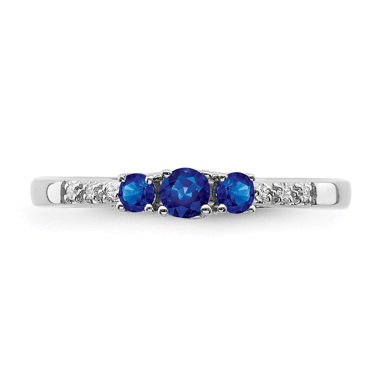 14k White Gold Sapphire and Diamond 3-stone Ring-4