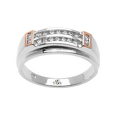 14k Two Tone Gold Diamond Band-1