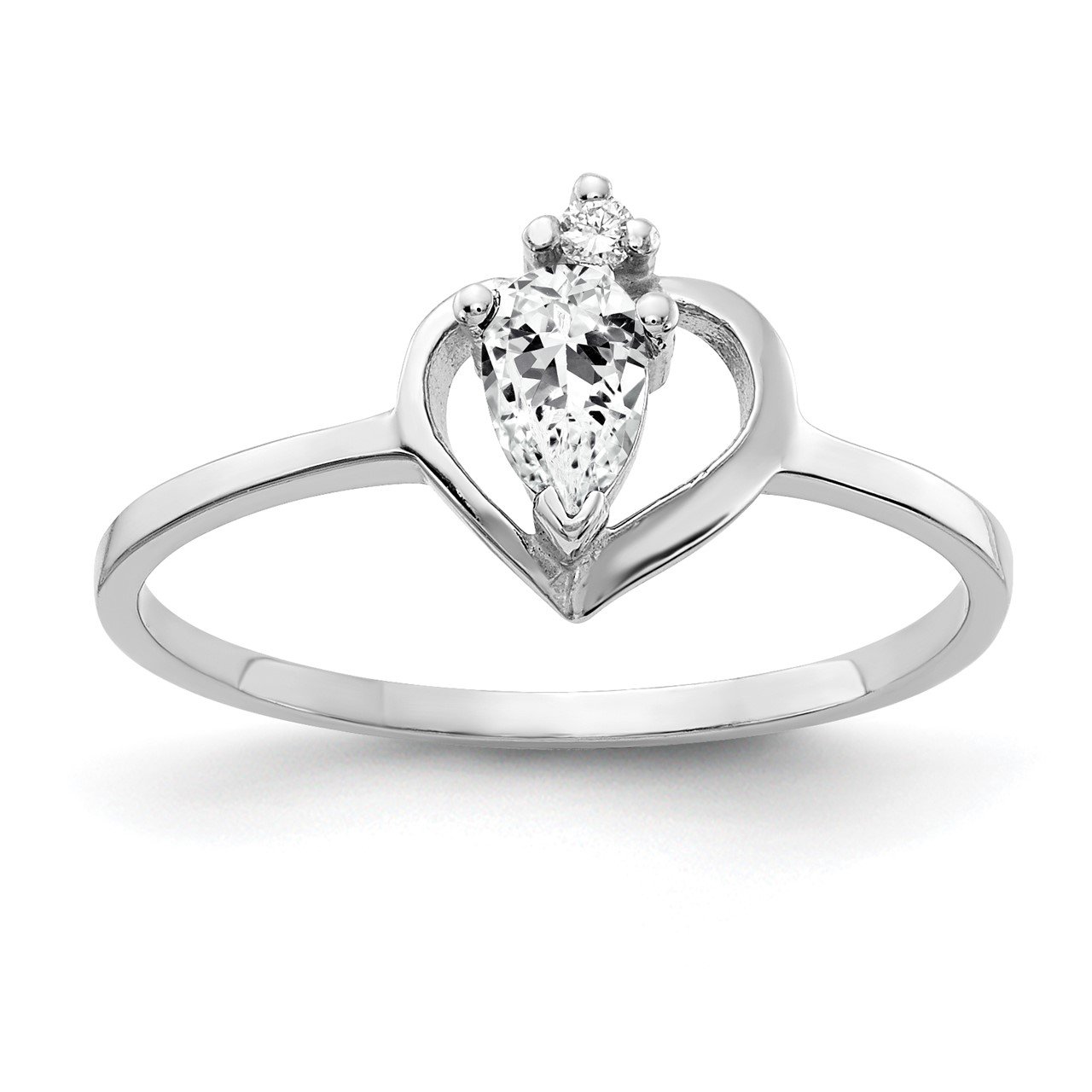 14k White Gold 5x3mm Pear Cubic Zirconia A4 Diamond ring