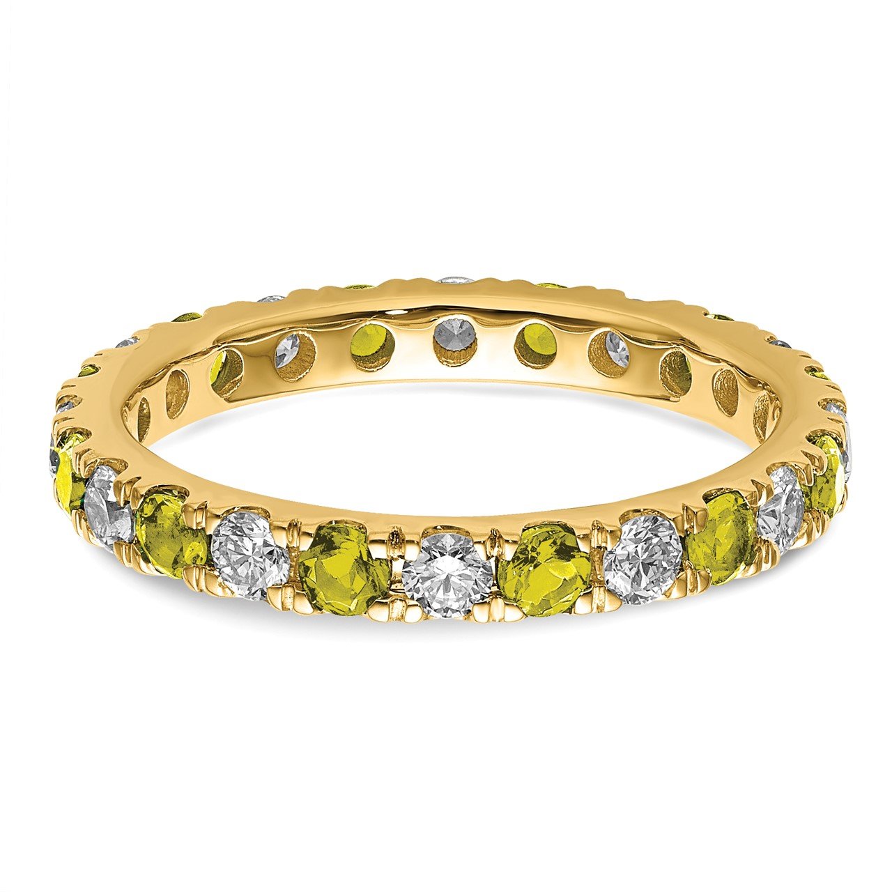 14k Lab Grown Diamond SI1/SI2 G H I and Created Yellow Sapphire Eternity Band-3