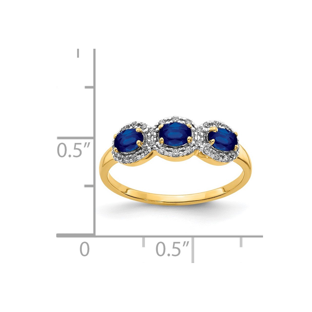 14k Sapphire and Diamond 3-Stone Ring-2
