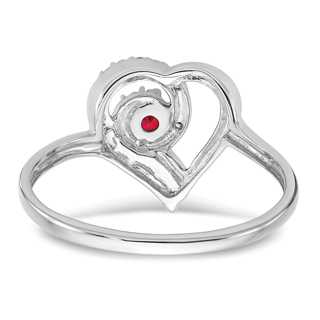 14k White Gold Ruby and Diamond Heart Ring-5