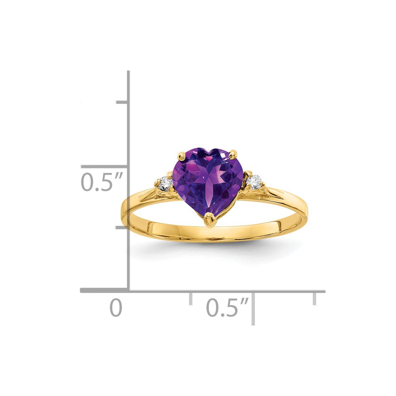14k 7mm Heart Amethyst AAA Diamond ring-1