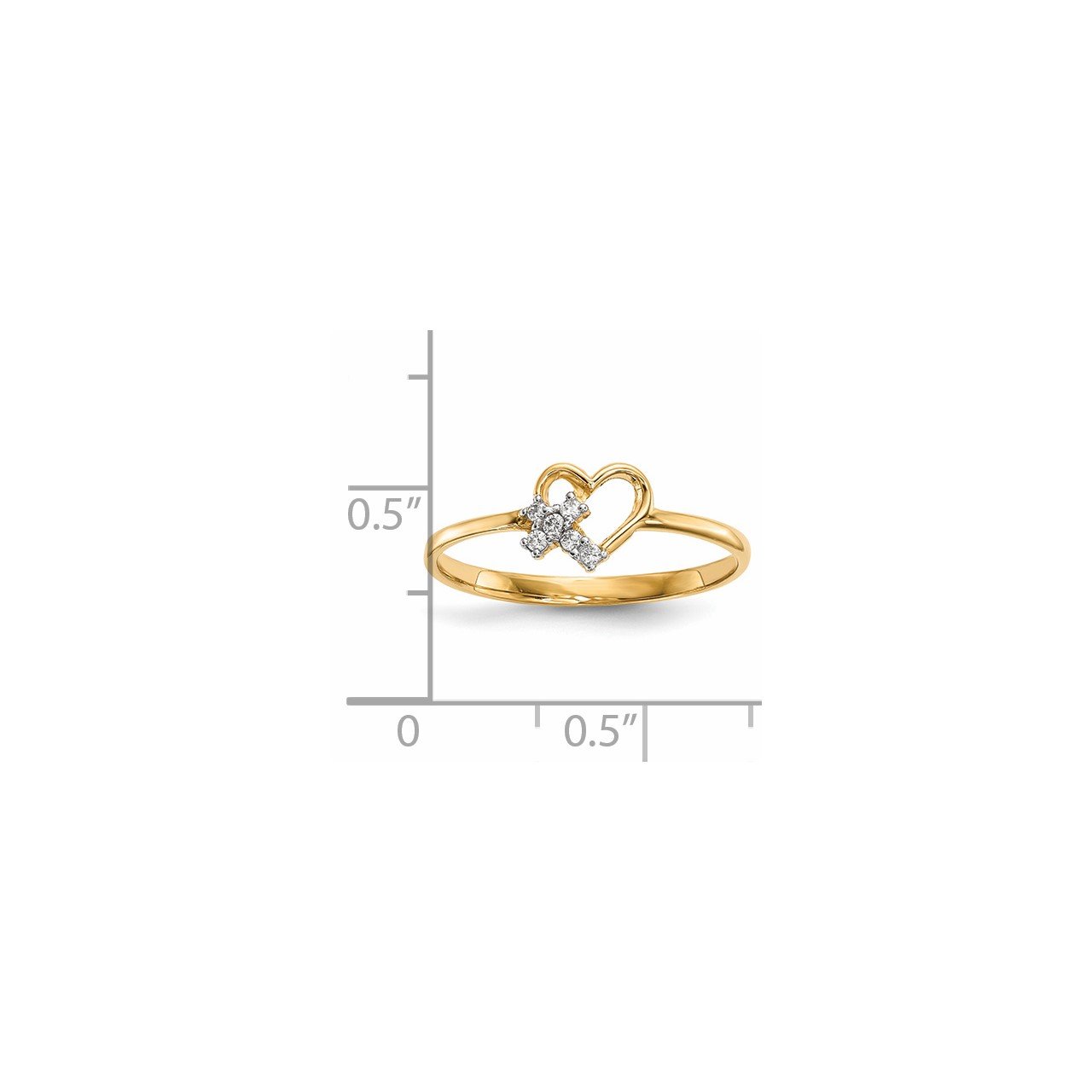 14k Heart with CZ Cross Ring-3