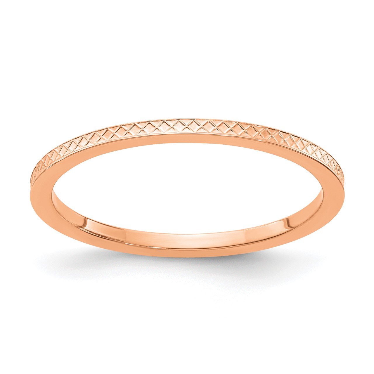 14K Rose Gold 1.2mm Criss-Cross Pattern Stackable Band