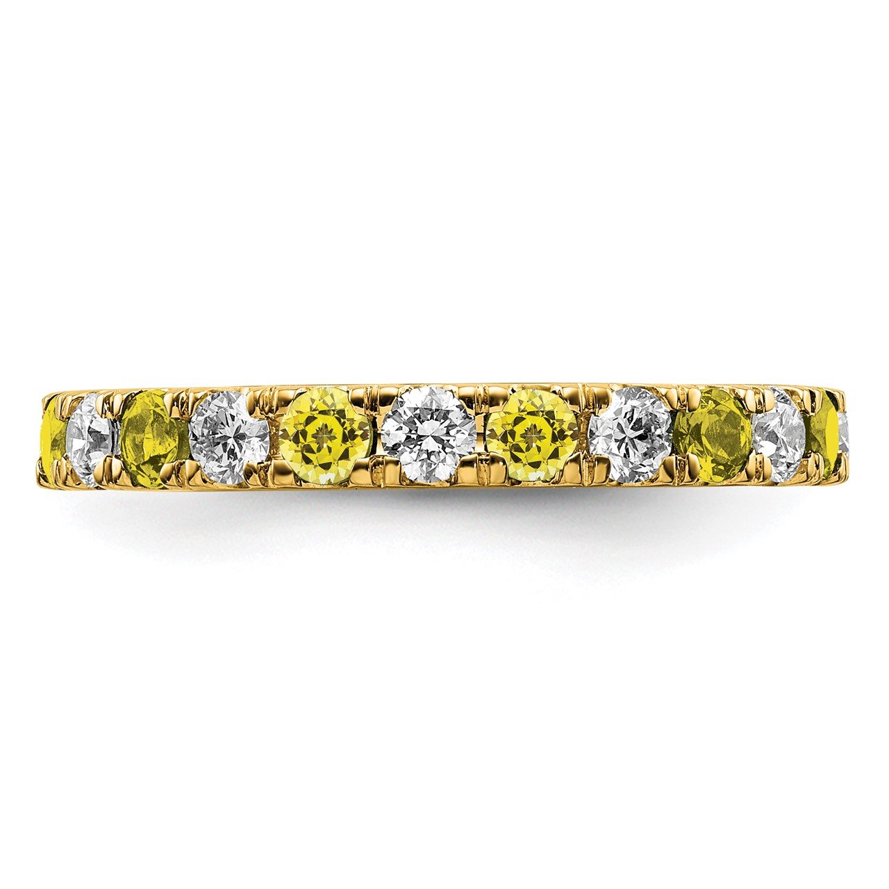 14k Lab Grown Diamond SI1/SI2 G H I and Created Yellow Sapphire Eternity Band-2