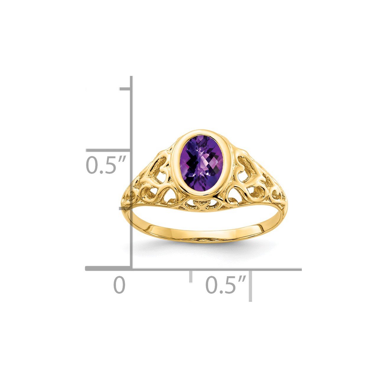 14k 7x5mm Oval Amethyst Checker ring-1