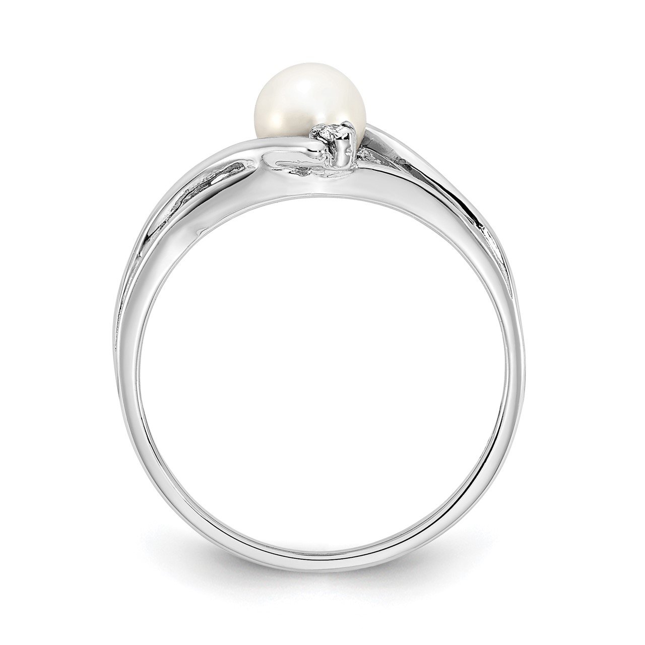14k White Gold 5mm FW Cultured Pearl VS Diamond ring-1