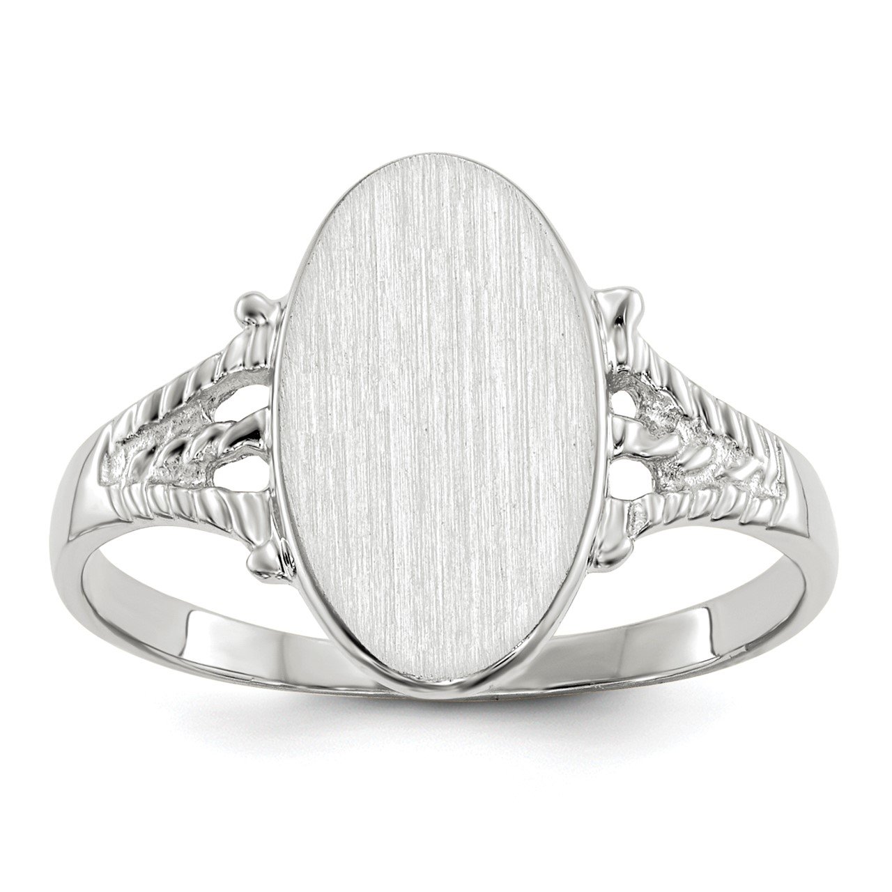 14k White Gold 13.5x8.5mm Closed Back Signet Ring