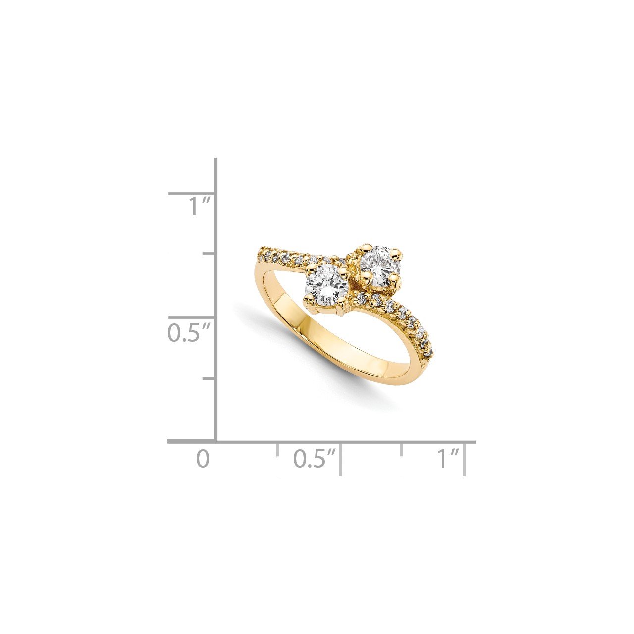 14KY VS Diamond 2-stone Ring Semi-Mount - 3.1 mm center stones-7