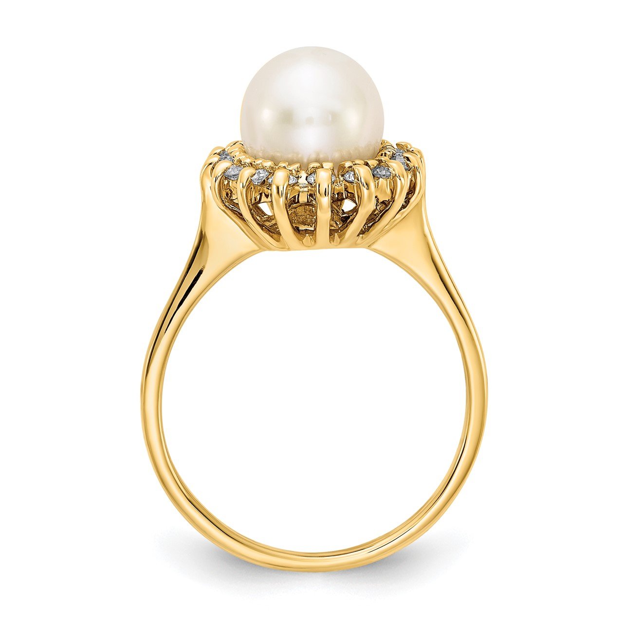 14k 7.5mm FW Cultured Pearl AAA Diamond ring-1