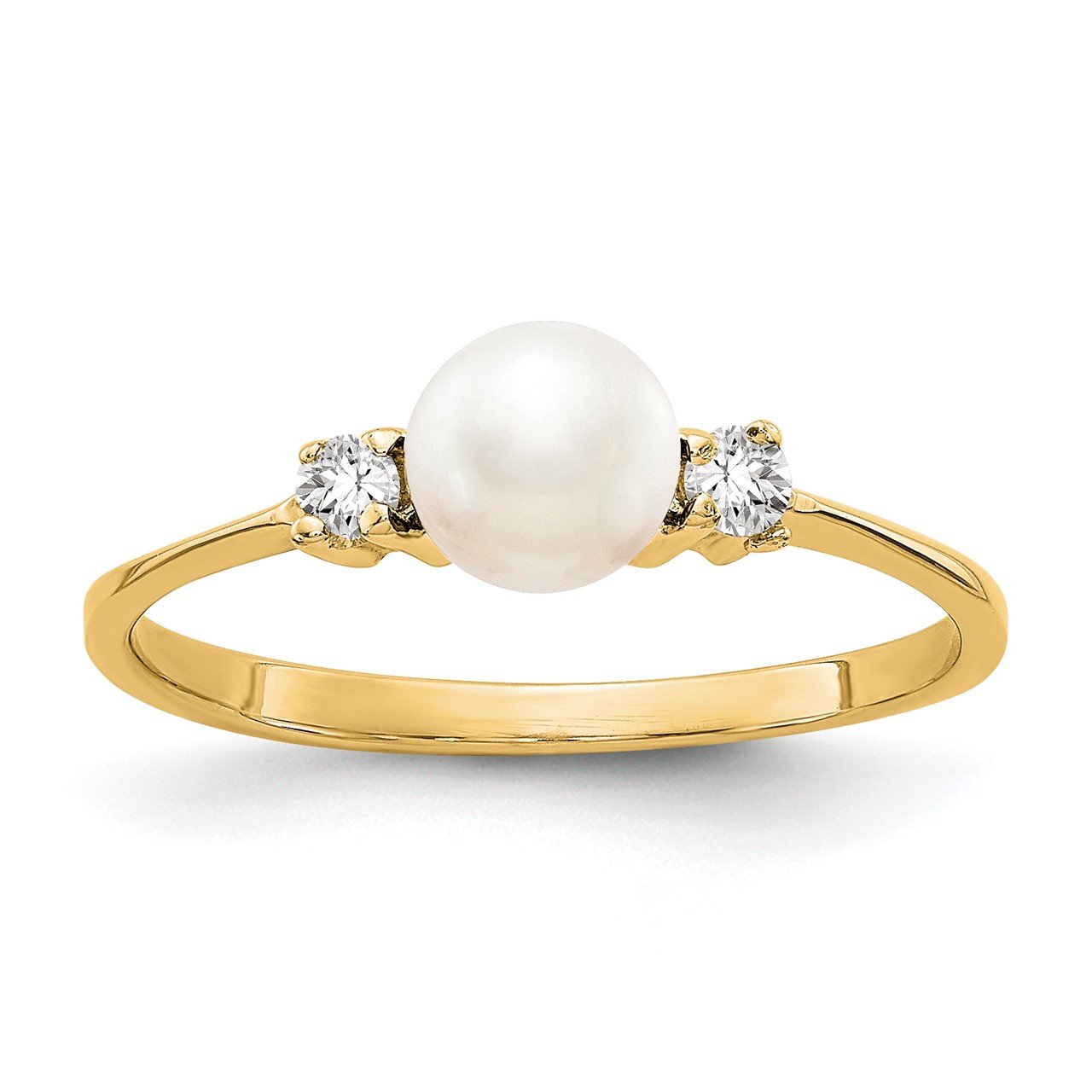 14k 5mm FW Cultured Pearl AA Diamond ring