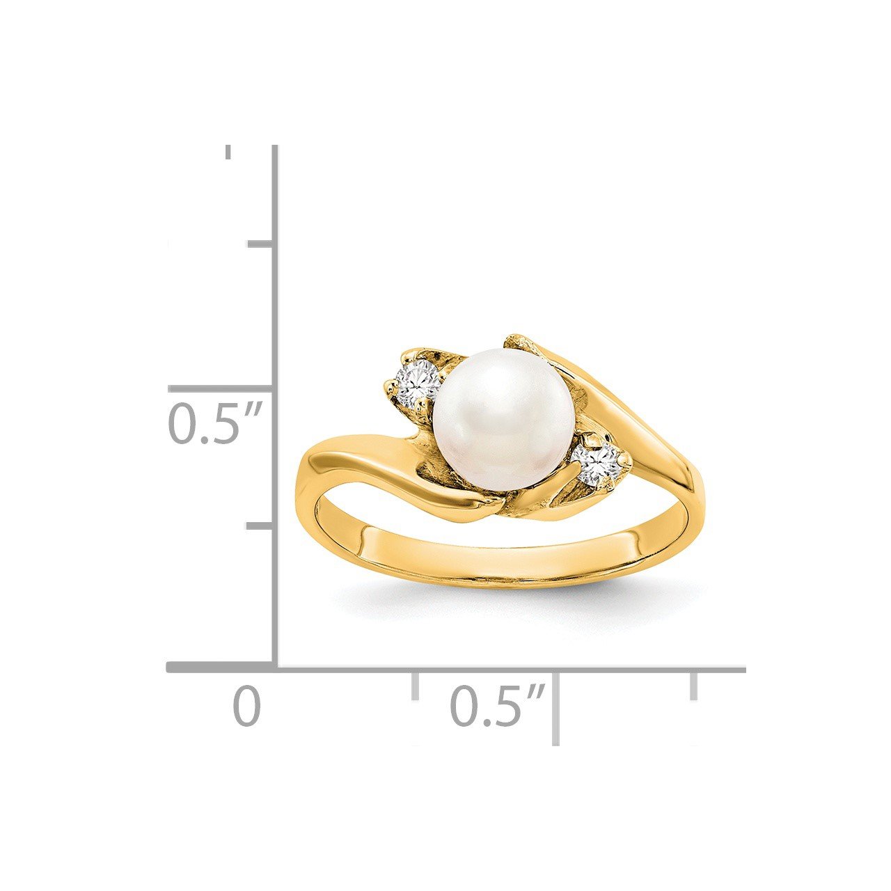 14k 6mm FW Cultured Pearl A Diamond ring-4