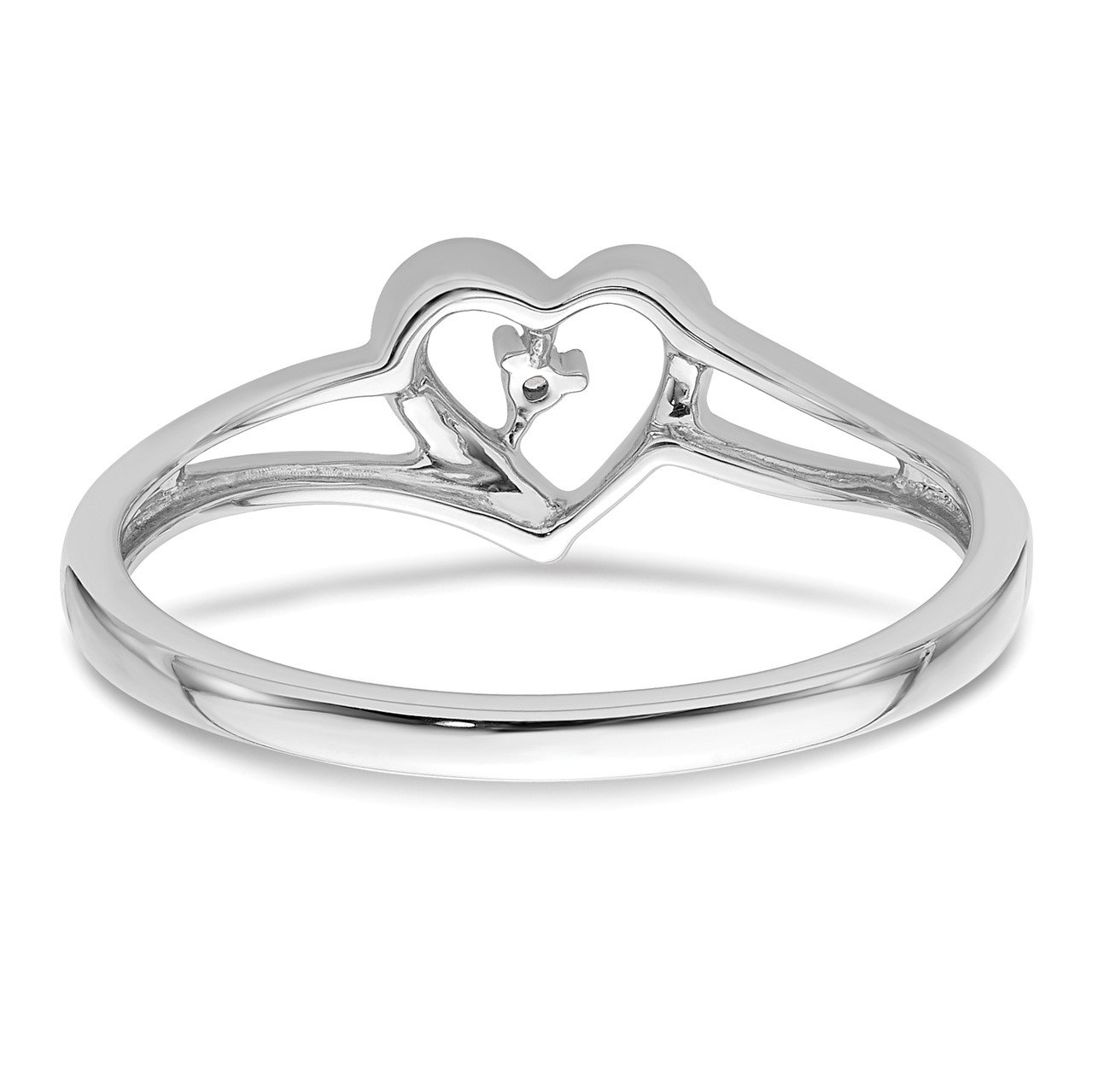 White Gold Heart and Leaf Diamond True Promise Ring 1/8ctw