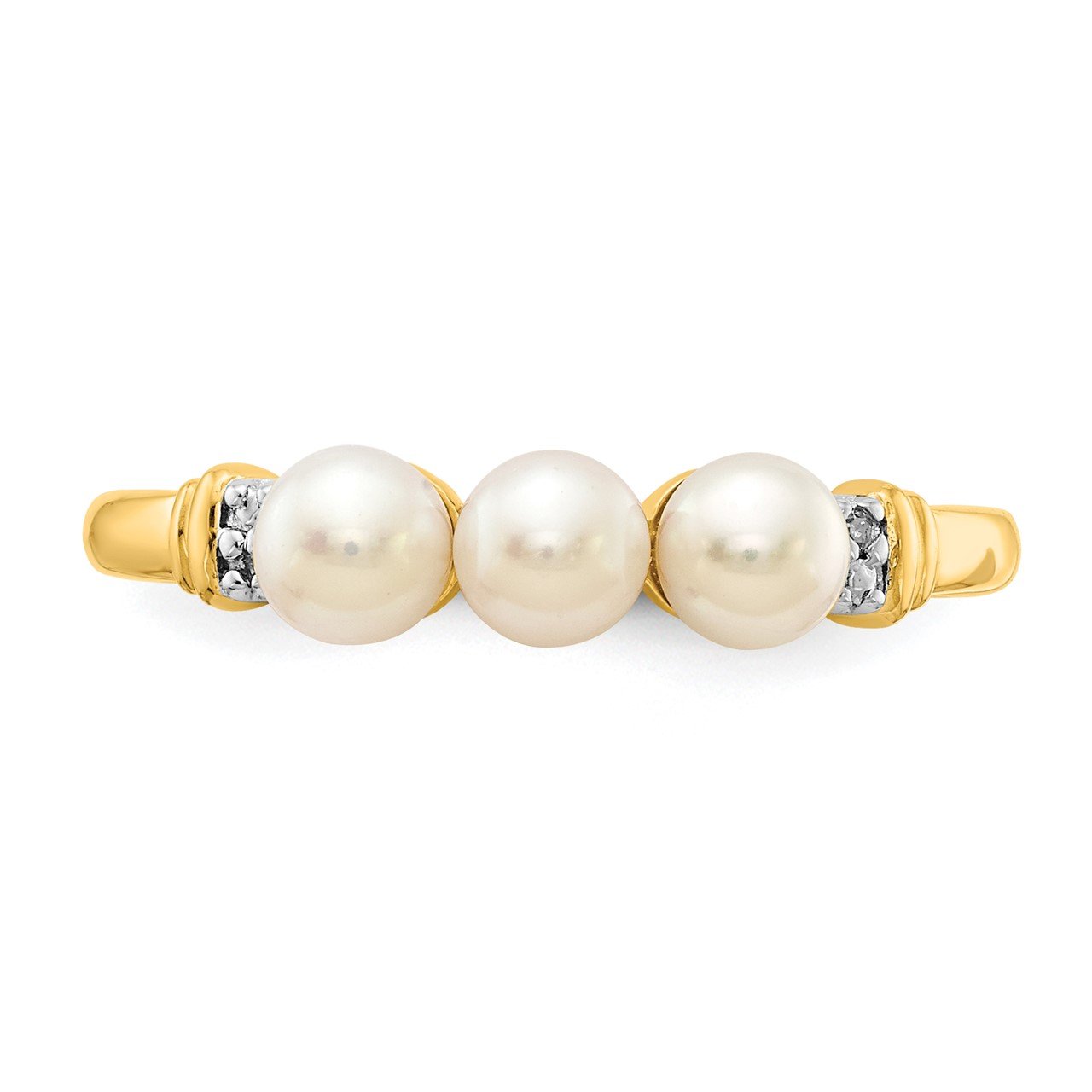 14k Diamond and FW Cultured 3-Pearl Ring-4