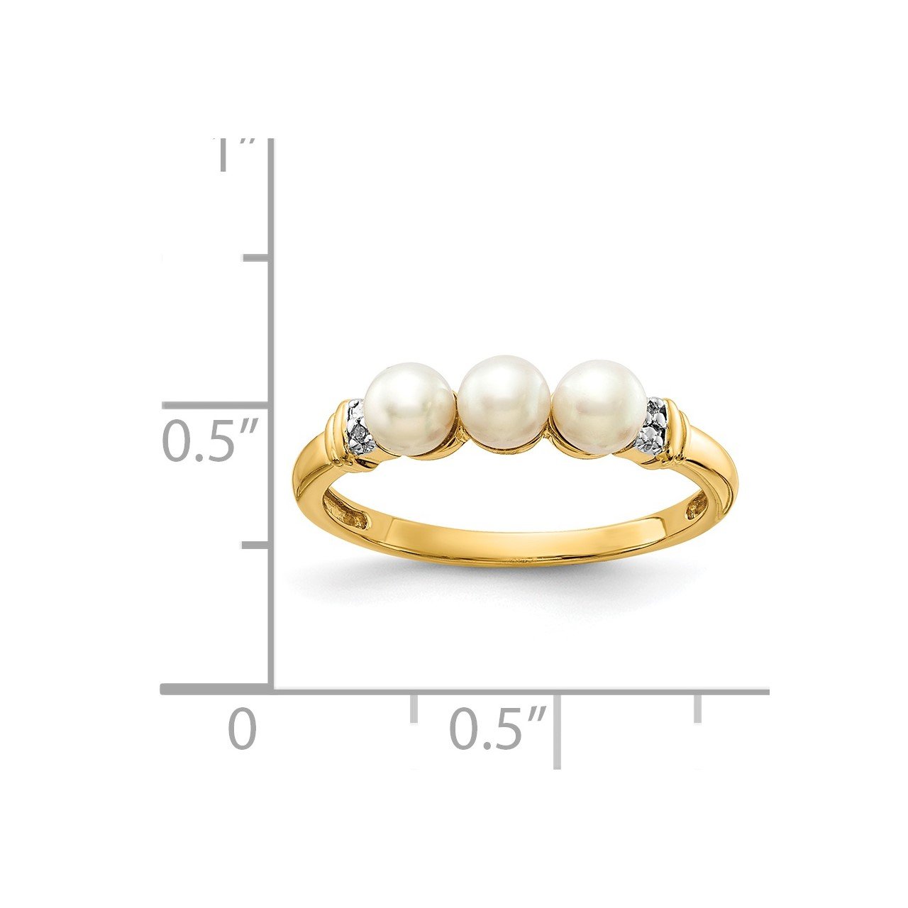 14k Diamond and FW Cultured 3-Pearl Ring-2