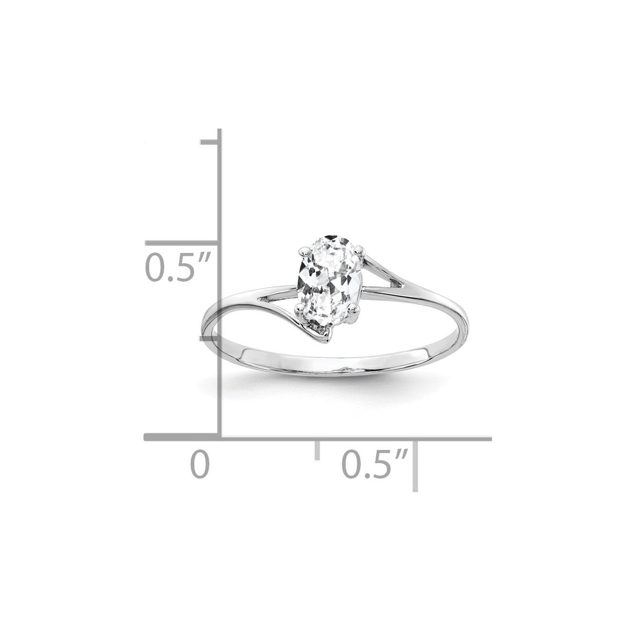 14k White Gold 6x4mm Oval Cubic Zirconia ring-1