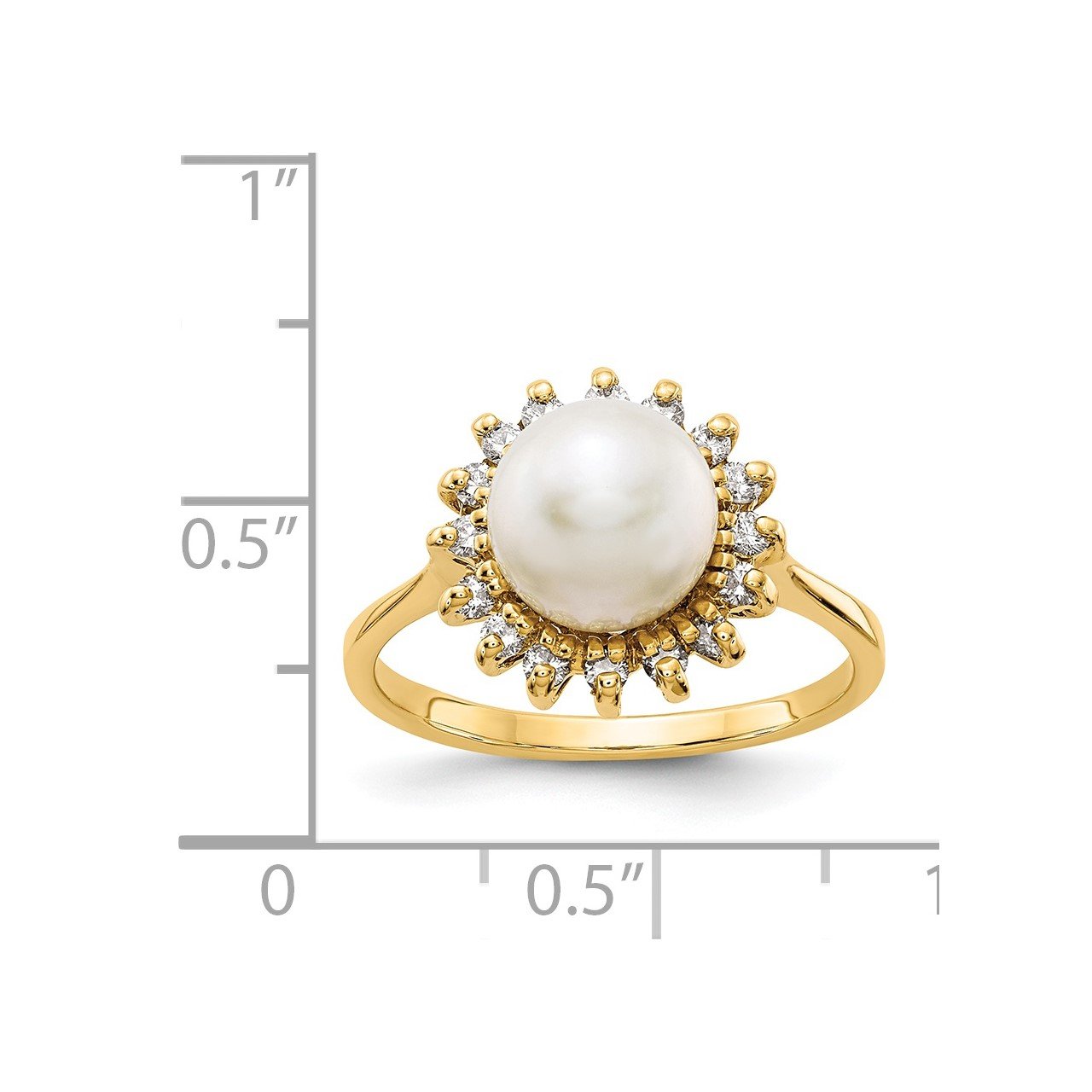 14k 7.5mm FW Cultured Pearl AAA Diamond ring-4