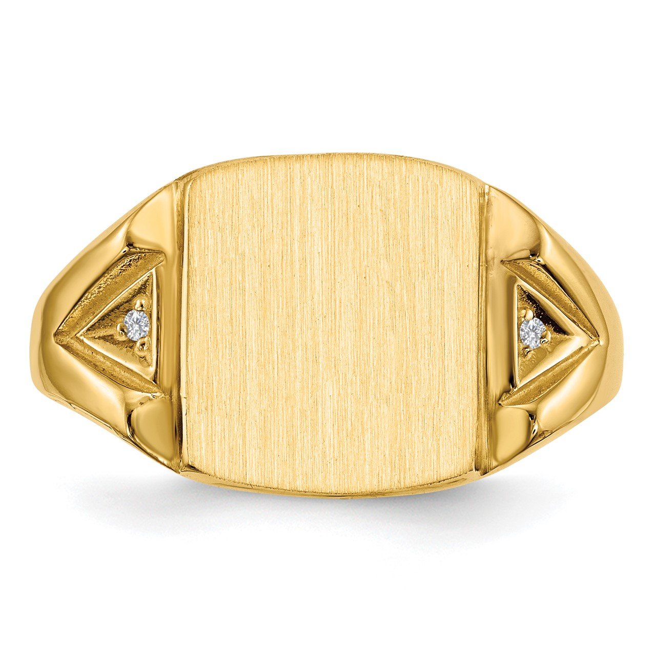 14k 12.0x11.0mm Open Back A Diamond Men's Signet Ring-3