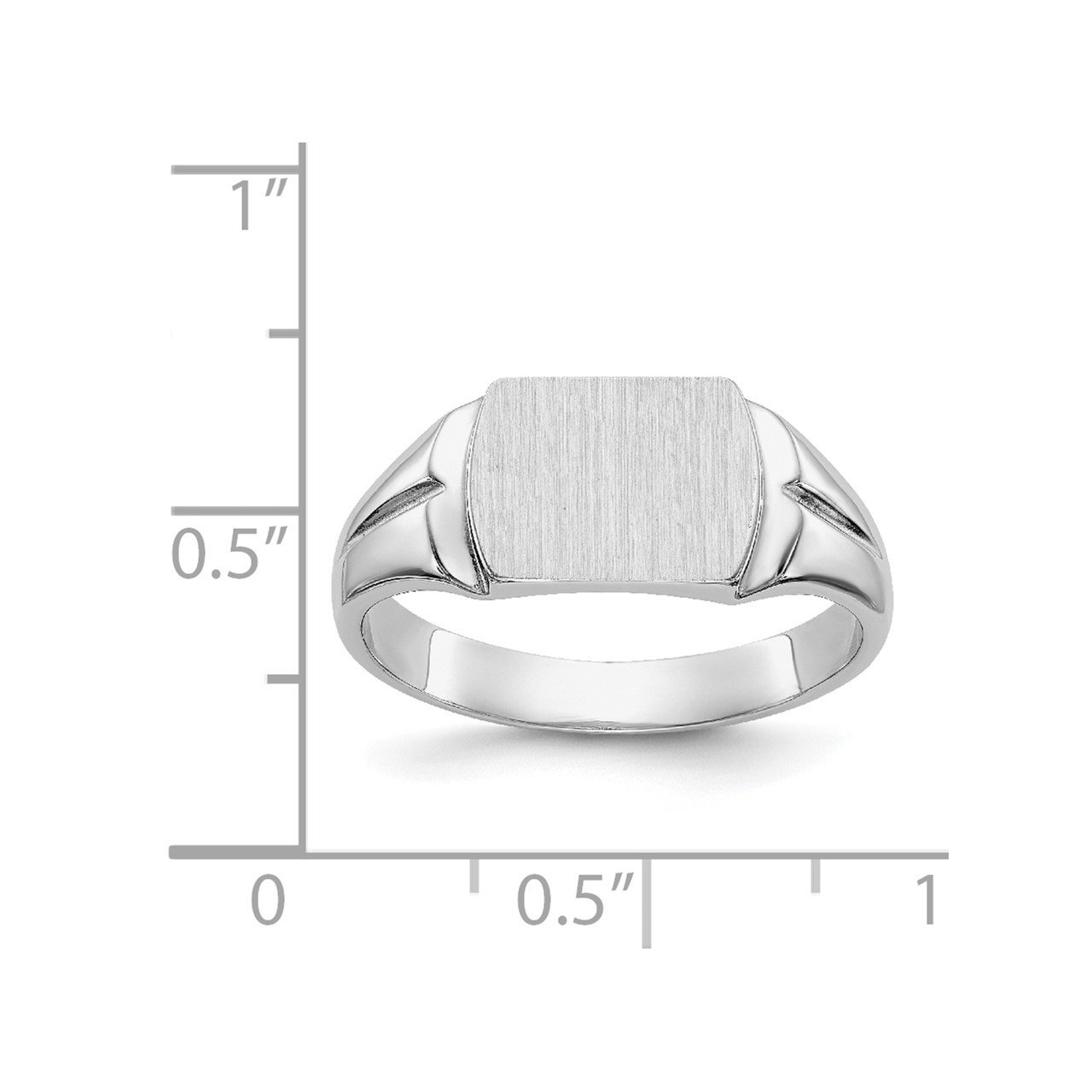 14k White Gold 8.0x10.5mm Closed Back Signet Ring-4