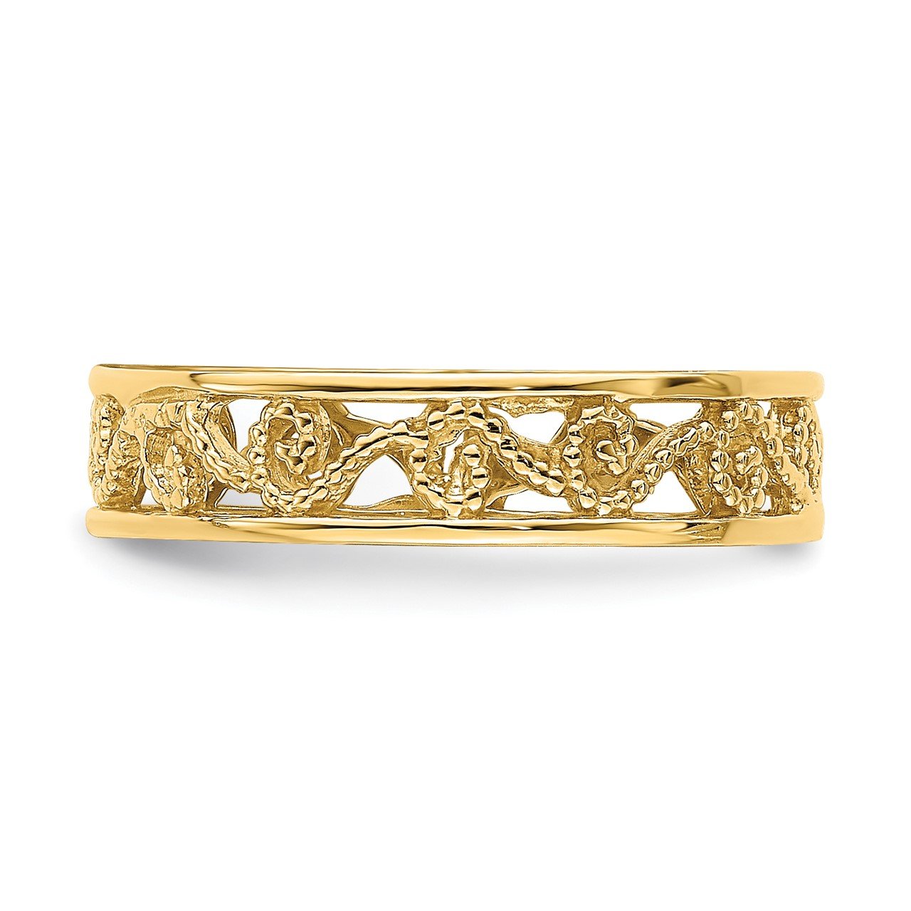 14k Beaded Scroll Cut-Out Band Toe Ring-3