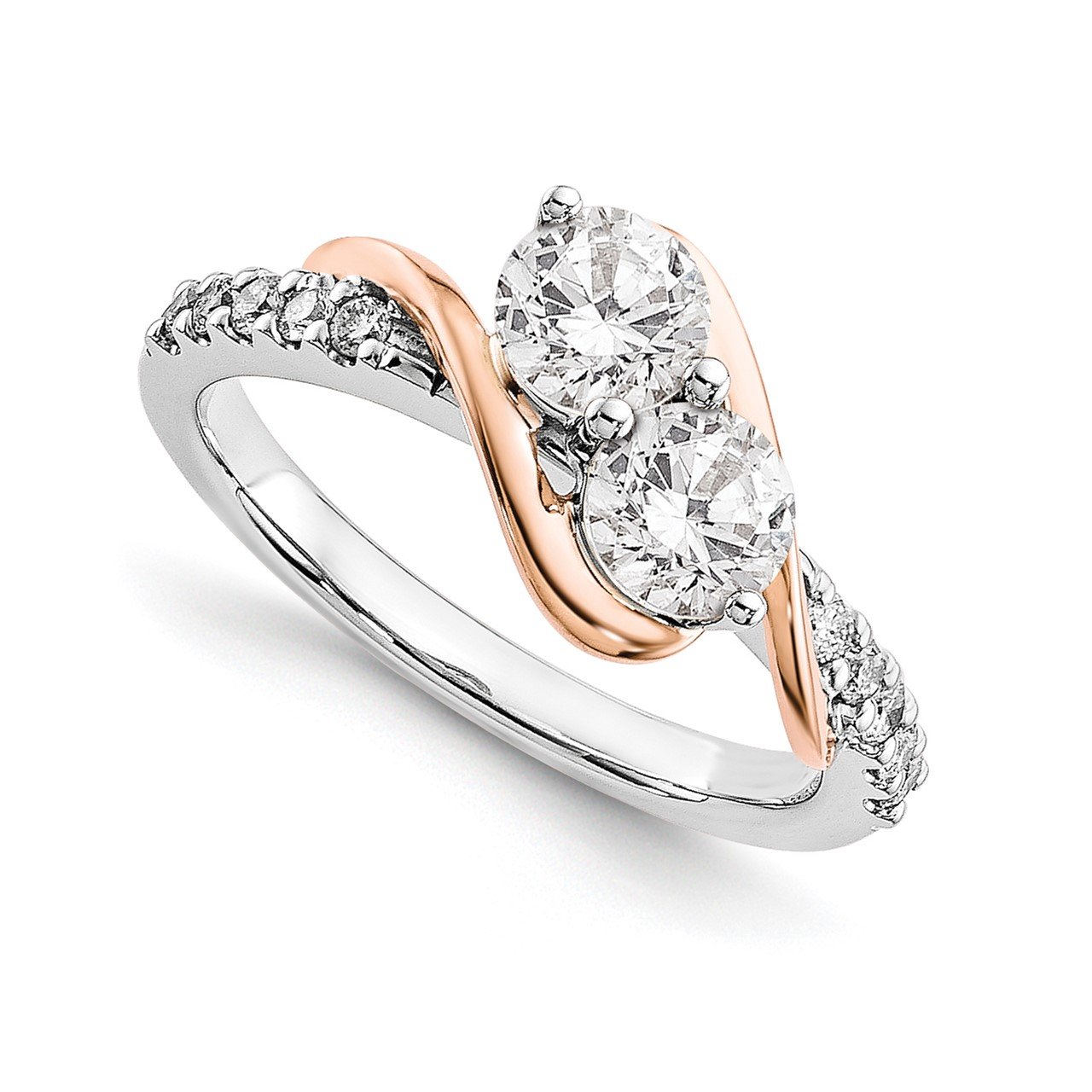 14k White and Rose Gold Diamond Semi-Mount Ring