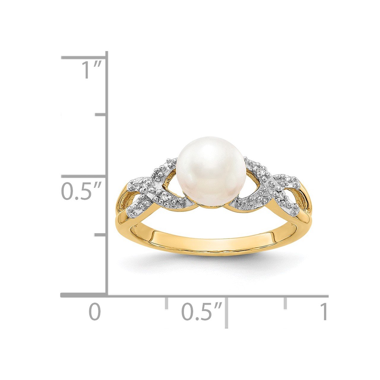 14k Diamond and FW Cultured Pearl Ring-2