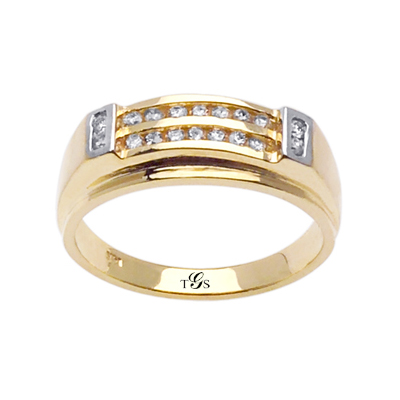 14k Two Tone Gold Diamond Band